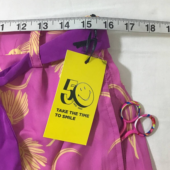 SMILEY unique vintage L 10-12 purple yellow daisy sleep pajama shorts NWT B88 - Picture 3 of 6